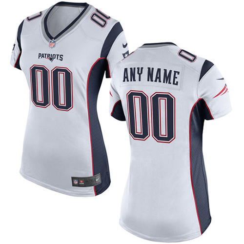 Women's Limited Nike Jersey White Road - Customized NFL New England Patriots